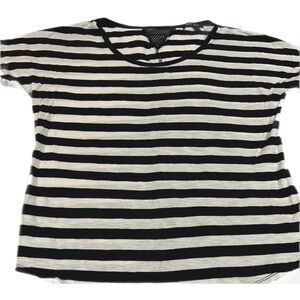 Mango Black & White Stripe Short Sleeve Top Size Small